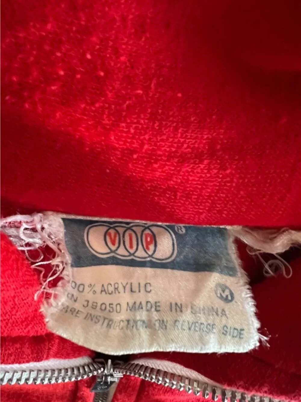 Vintage VIP Red White Blue Tracksuit Jacket Medium Full Zip Acrylic Retro 70s 80 - Picture 3 of 6